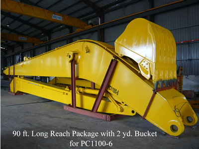 90' long reach package with 2yd bucket